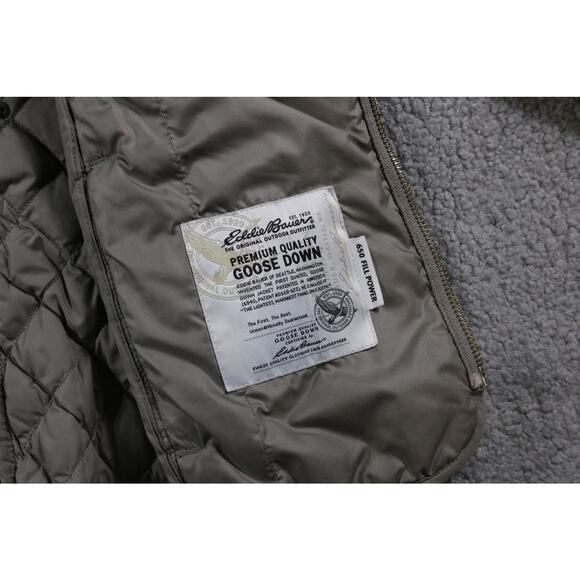 Eddie Bauer Goose Down Jacket Womens Brown Large Quilted Puffer 650 Fill Power - Picture 8 of 11